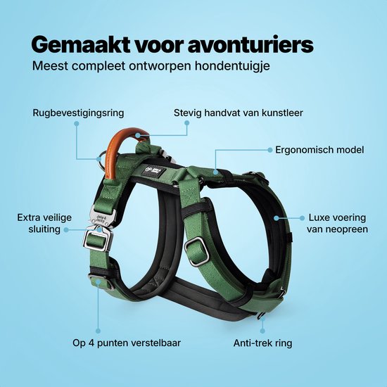Jake and Jacky Hondentuigje Kleine Hond - Anti-Trek Tuig - Kattentuigje - Y Tuig Hond - Hondenharnas Kleine Hondjes - Kattenharnas - Groen - Maat XS