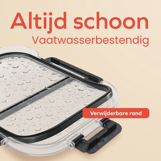 KitchenBrothers Meal Prep Bakjes Set - Met Scheiding - Glazen Vershoudbakjes - Twee Compartimenten - Luchtdicht - BPA Vrij - Diepvriesbakjes - Bewaarbakjes - 5L - Glas - 5 Stuks