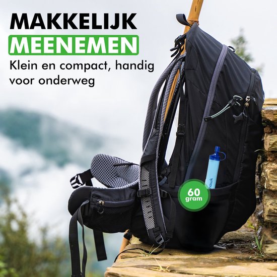 Travelhawk Waterfilterrietje - Waterfilter - Waterfles - Buitenleven - Overleven - BPA-vrij - Filtert 1500L