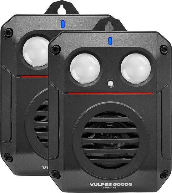 Vulpes Goods® Verjager Marterverjager PRO V3 – Ongedierteverjager - Steenmarter Verjager voor Outdoor Gebruik - 100% Waterdicht - Draadloos & Oplaadbaar - 2 Stuks