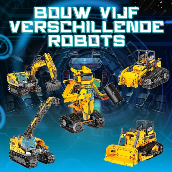 Qualitá® Robot Bouwpakket 5 in 1 – Educatief Speelgoed – Robot Speelgoed - Robot Bouwpakket - STEM speelgoed – Programmeren Voor Kinderen - Interactief Speelgoed – 736 Onderdelen – 7-9 Jaar