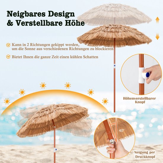 Coast Parasol - Kantelbaar - Hawaï - Ø155cm - Bruin