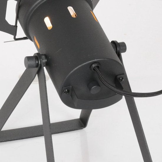 Tafellamp Carré 3380ZW - zwarte industriële lamp van metaal en kunststof, kantelbaar, E27 fitting, Mexlite