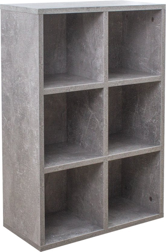 VDD Vakkenkast - Opbergkast - Boekenkast - Wandkast - 6 Open Vakken - Grijs - 97.5x 97.5x33 cm