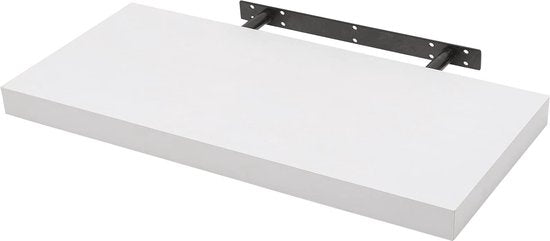 Rootz Wandgemonteerd displayplank - Zwevend boekenkastrek voor woondecoratie - Witte houten muurorganizer - 60x23x3.8cm