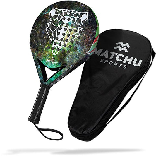 Matchu Sports - Padel Racket - Bear - Padel - Padelrackets - Rond - Carbon - Groen - Inclusief padel tas - padeltas