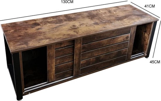 TV meubel kast Stoer industrieel - dressoir met schuifdeuren - 130 cm breed