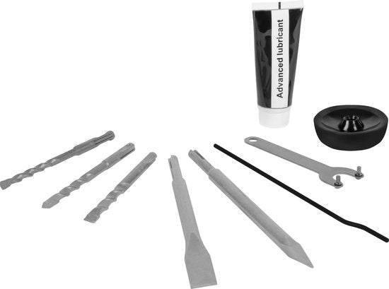 VONROC Boorhamer 1500W – 6 Joule – Instelbare snelheid - SDS plus – 4 Functies – Incl. boren & beitels