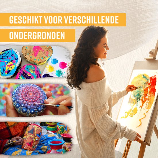 NAPI Acrylverf 12x75 ML - Grote Flessen - Inclusief Kleurencirkel - Voordeel Set - Hobbyverf - Schilderen Acryl Verf - 12 Kleuren