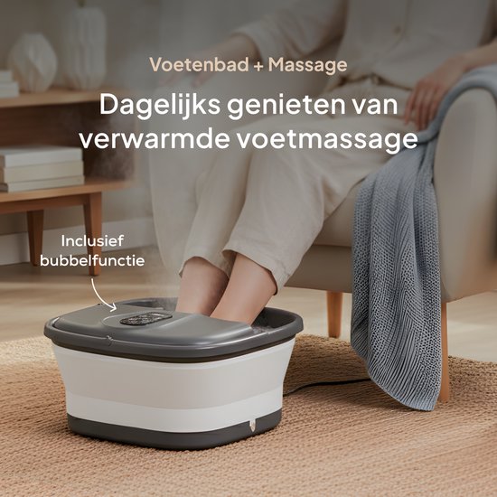 Brixy Voetenbad - Handmatige Massage Rollers - Verwarmt Tot 45°C - Voetmassage Apparaat - Voetbad Met Massage - Zwart