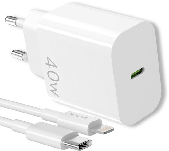 Wurk - Super Snellader Geschikt voor Apple iPhone, iPad & Airpods - 40W Oplader - 2 Meter USB C Kabel - Lader Geschikt voor 15/16 plus/pro
