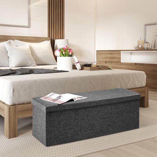 Casaria Opbergbank - 115x40x40cm Opvouwbaar 131L Stof – Grijs