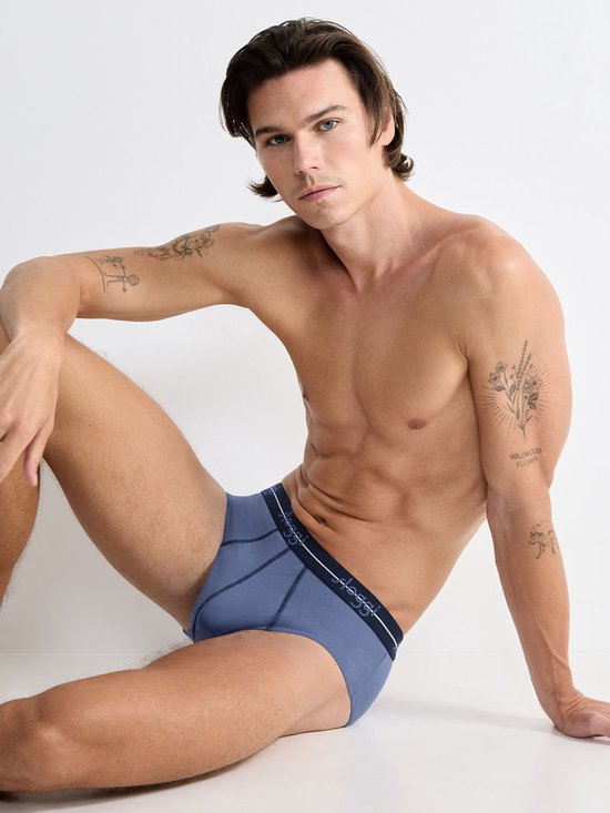Sloggi Start Midi 2-Pack Slip - Heren - Katoen/Elastaan - Regular Waist - Elastische Band - Blauw/Multi - Maat M