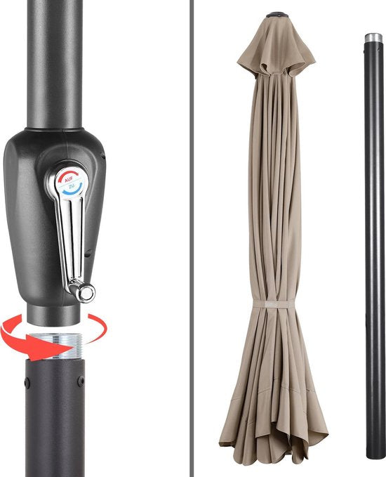 Kingsleeve Parasol - met Draaimechanisme - Taupe Ø 330cm
