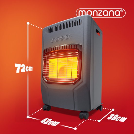 MONZANA Mobiele Gaskachel – 3 Warmteniveaus 4500W – Keramisch Zwart