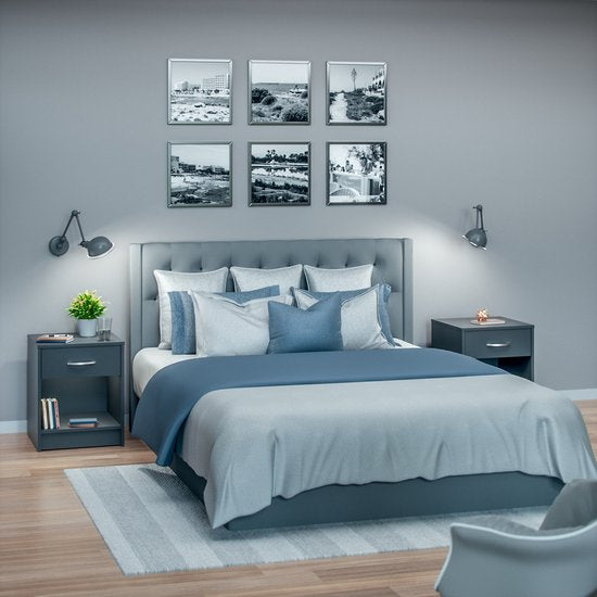 Casaria Nachtkastje Set van 2 - Lade 50x40x35cm - Antraciet