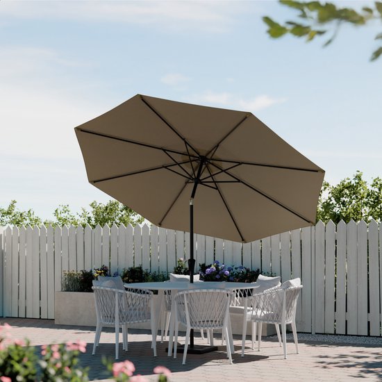 LifeGoods Parasol - Tuin - Ø300 cm - 30° Kantelbaar - Waterdicht - UPF50+ - Taupe