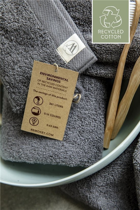 Walra Washand Remade Cotton - 2x 16x21 - 100% Katoen waarvan 70% gerecycled - Grijs / Antraciet