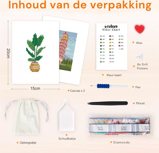 Rubye® Diamond Painting – Koffie Terrasje – Compleet Pakket – DIY Hobby– 15x20 cm