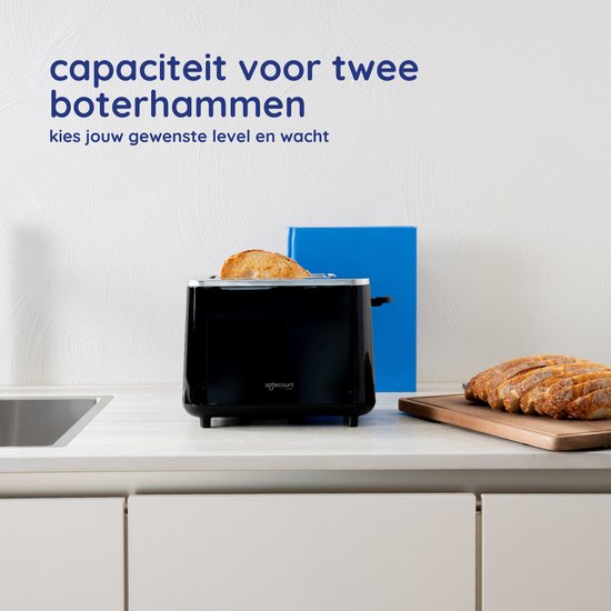 Safecourt Kitchen Broodrooster - Toaster - 6 Warmteniveaus - 2 Extra brede sleuven - 920W - Zwart