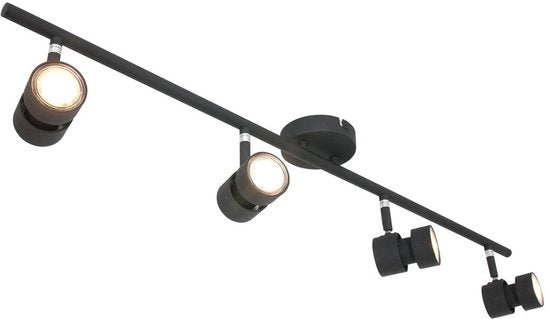 Spot Natasja 7904ZW zwarte 4-lichts plafondspot van metaal met dimbaar GU10 licht, 90 cm breed - Steinhauer Modern design