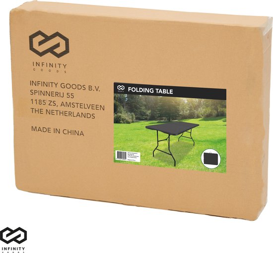 Infinity Goods Inklapbare Tafel - Vouwtafel - 180 x 70 x 74 cm - Campingtafel - Tuintafel - Draagbaar - Zwart