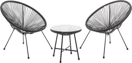 Polyrotan Balkonmeubel / Balkonset Ostana - 3-delig - Zwart