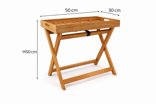 Ceruzo Bijzettafel Malibu – Inklapbaar – Dienblad – 50 cm – Paulownia Hout
