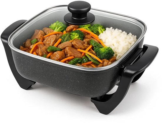 Elektrische hapjespan met deksel - Hapjespannen - Party - Grill - Snack - Sauteer - Pan - Inductie - Braadpan - Skoov