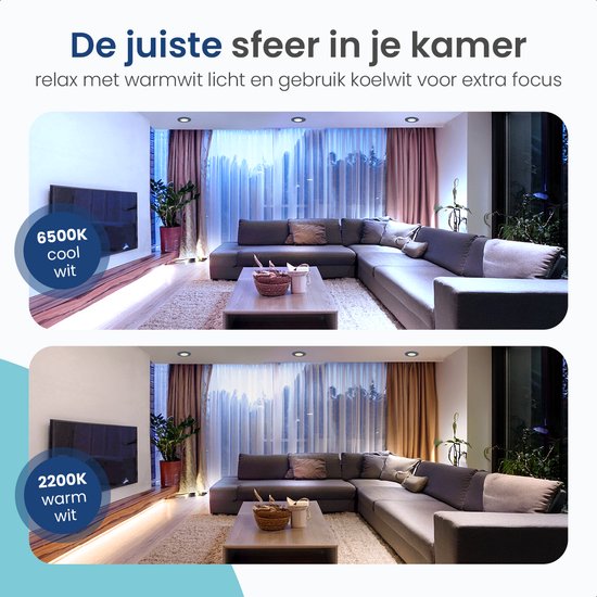 Gologi Slimme Inbouwspots - Smart LED Downlight Dimbaar - Kantelbaar - Warm Wit Licht - Gu10 LED Lamp - Zwart