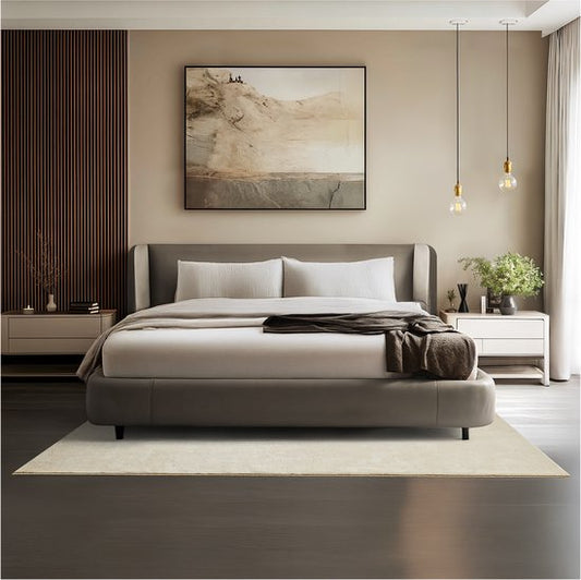 tectake® Kortpolig Vloerkleed -140 x 200 cm - Beige - Tapijt voor Woonkamer, Slaapkamer, Eetkamer - Onderhoudsvriendelijk en Wasbaar - Antislip Ondertapijt - Allergievriendelijk - Diverse maten en kleuren