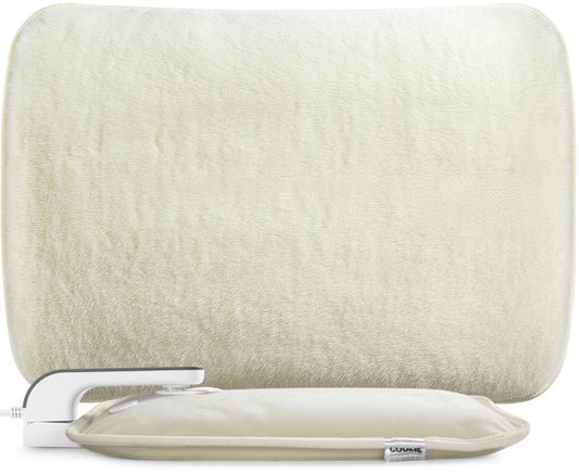 Coozie Elektrische Kruik XL – 1,65L – met ThermoSoft Hoes van Pluche – Verwarmende Zachte Warmwaterkruik – Warmtekruik – Beige