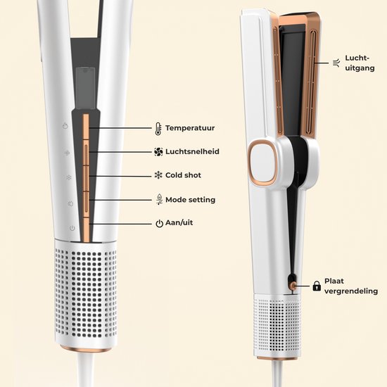 Largolash Hairstrait Stijltang Wet-to-Dry - 2 in 1 - Airstraight - Dupe - Haardroger & Stijltang - Coldshot - 80ºC t/m 140ºC
