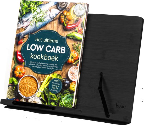 Budu Boekenstandaard Zwart – Boekenhouder – Boekenhouder – Boekenstandaard bamboe hout – Tablethouder – Leesstandaard – Verstelbaar (5 standen)