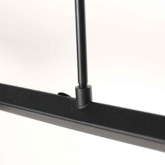 Zwarte hanglamp Marcadore 120cm breed 6 lichts met draaibare reflector kogels, verstelbaar in hoogte, van Steinhauer van kunststof en metaal, modern retro stijl, voor binnen gebruik