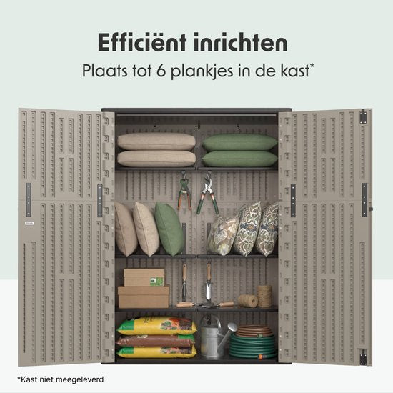 LifeGoods Schappenset voor Tuinkast - 2 Stuks - 25kg Draagkracht - Geschikt voor LifeGoods Tuinkasten - 61,5 x 30 cm - Zwart