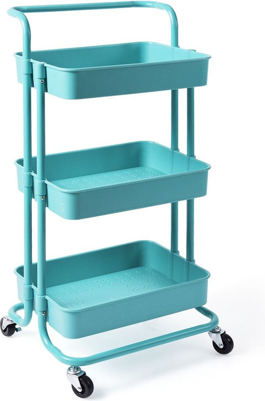 Coast 3-Laagse Rolwagen - Met Handgreep - 2 Remmen - 42 x 35,5 x 86 cm - Groen