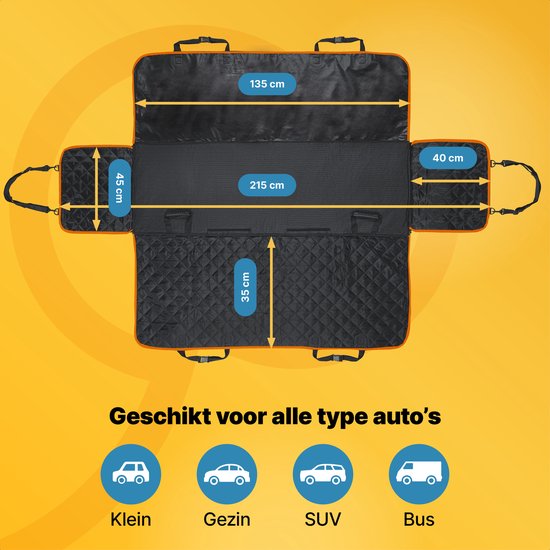 Jake en Jacky Hondendeken Auto Achterbank en Kofferbak - Autodeken Hond - Hondenkleed - Beschermhoes Auto - Incl. Hondenriem, Ophangriemen & Opbergtas
