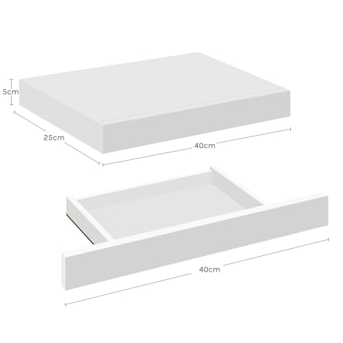Woltu Zwevende Wandplank met Lade - MDF Wit - 60x20x10 cm