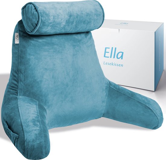 EL-Life Leeskussen met Nekrol - Relax Kussen - Onderrug Ondersteuning - Zitkussen - Fluweel Marineblauw