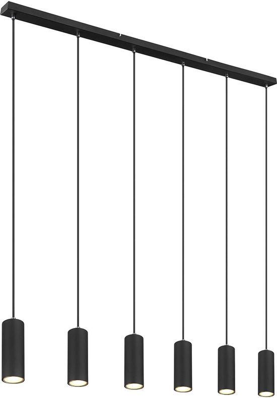 Globo - hanglamp - Robby - zwart - metaal - grote eettafellamp - GU10 - 57911-6HB