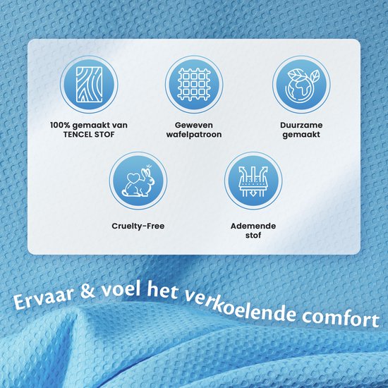 EL Life Koeldeken 135x200 cm - 100% Bio-Tencel - Zelfkoelende deken - Cooling blanket - Zomerdekbed - Zomerdeken - Hemelsblauw
