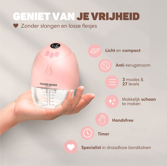 Vulpes Goods® BabyCare - Handsfree Borstkolf - Elektrische Draadloze Borstkolf - Draagbaar – Dubbele elektrische handsfree Kolf - 2 Stuks - MAX versie