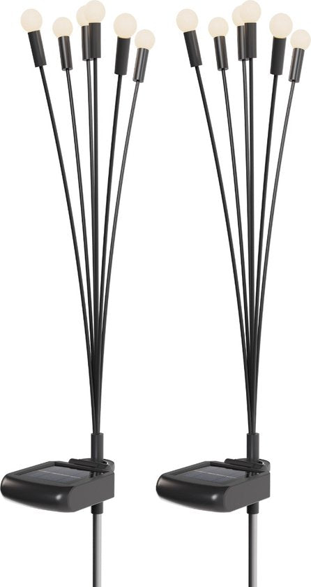 Sinji Firefly LED lampen - Tuinverlichting op zonne-energie, Solar Sfeerlampen, Water & Stofdicht, Geschik voor buiten, 2 Stuks, Zwart
