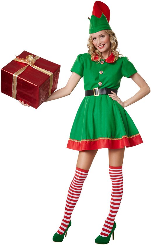 Dressforfun Vlijtige kerstelf M - verkleedkleding kostuum halloween verkleden feestkleding carnavalskleding carnaval feestkledij partykleding - 302759
