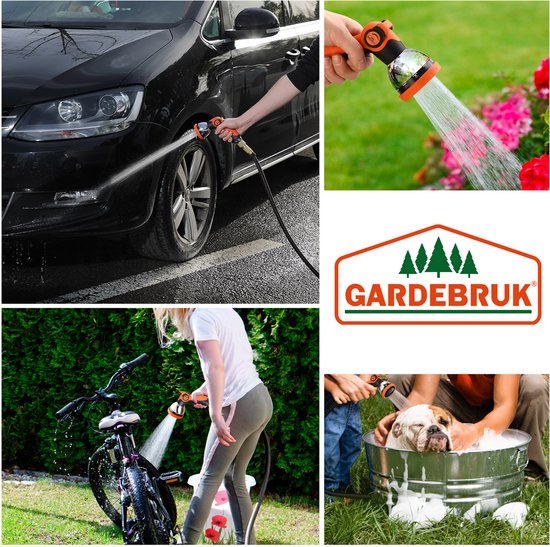 Gardebruk Tuinslang Flexibel - 7,5m 1/2" 3/4" Inch Wandmontage - Zwart