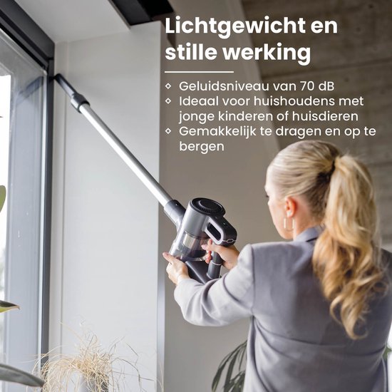 Nexxt Draadloze Steelstofzuiger met Cycloontechnologie – Lichtgewicht Stofzuiger met Kruimeldief zonder Zak – HEPA 13 Filter – Complete Set – Zwart