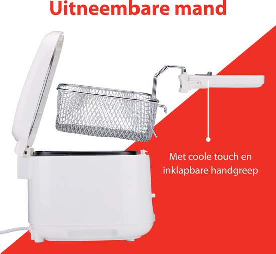 alpina Frituurpan 2.5 Liter - Friteuse met Deksel - 1800W - Wit - 31.10x29.40x21.20 cm