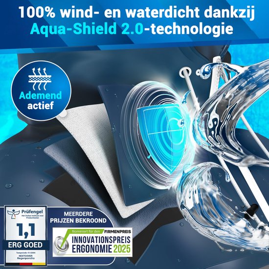 Nextcover Regenponcho Fiets voor Dames en Heren | Regencape met AquaShield 2.0 Technologie, Winddicht & Waterdicht | Ideaal voor Fietsen, Wandelen en Vissen | Fietsponcho Volwassenen Unisex Pasvorm | Poncho