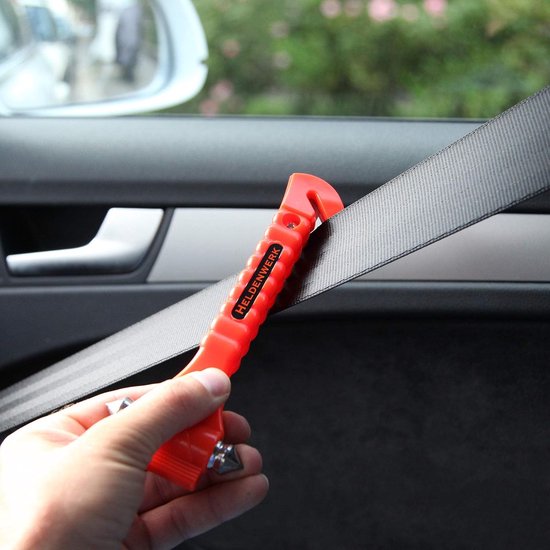 Gordelsnijder en noodhamer, veiligheid in de auto bij noodgevallen, for het stukslaan van autoruiten en het doorsnijden van autogordels, for auto of bus